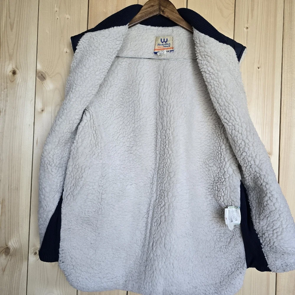 Vintage 80s Marks Workwear House Sherpa Lined Puffer Vest Mens Medium - Picture 8 of 10